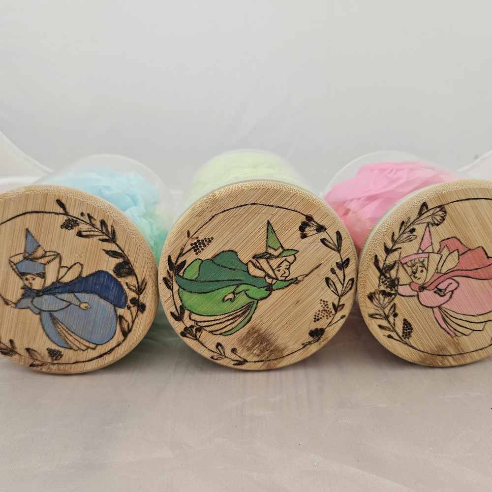 Wooden Fairy-Themed Storage Jars